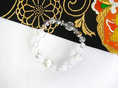 ブレスレット【アクアオーラ＆C水晶】□兼用□四神水晶彫り□｜白崎八幡宮