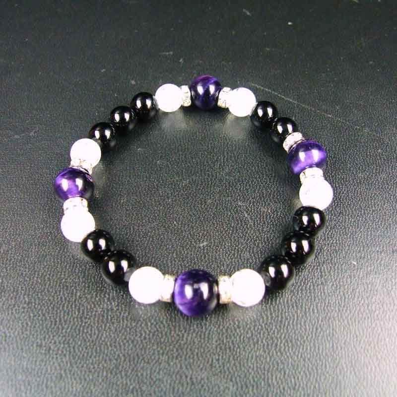 成功・幸福・直感力 パープルタイガーアイ&オニキス パワーストーン