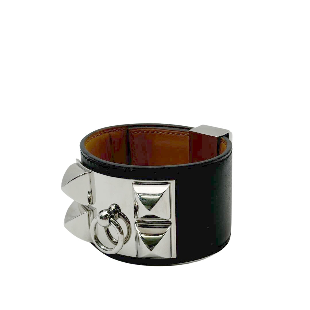 HERMES エルメス レザーブレスレット コリエドシアン 48 ブラック