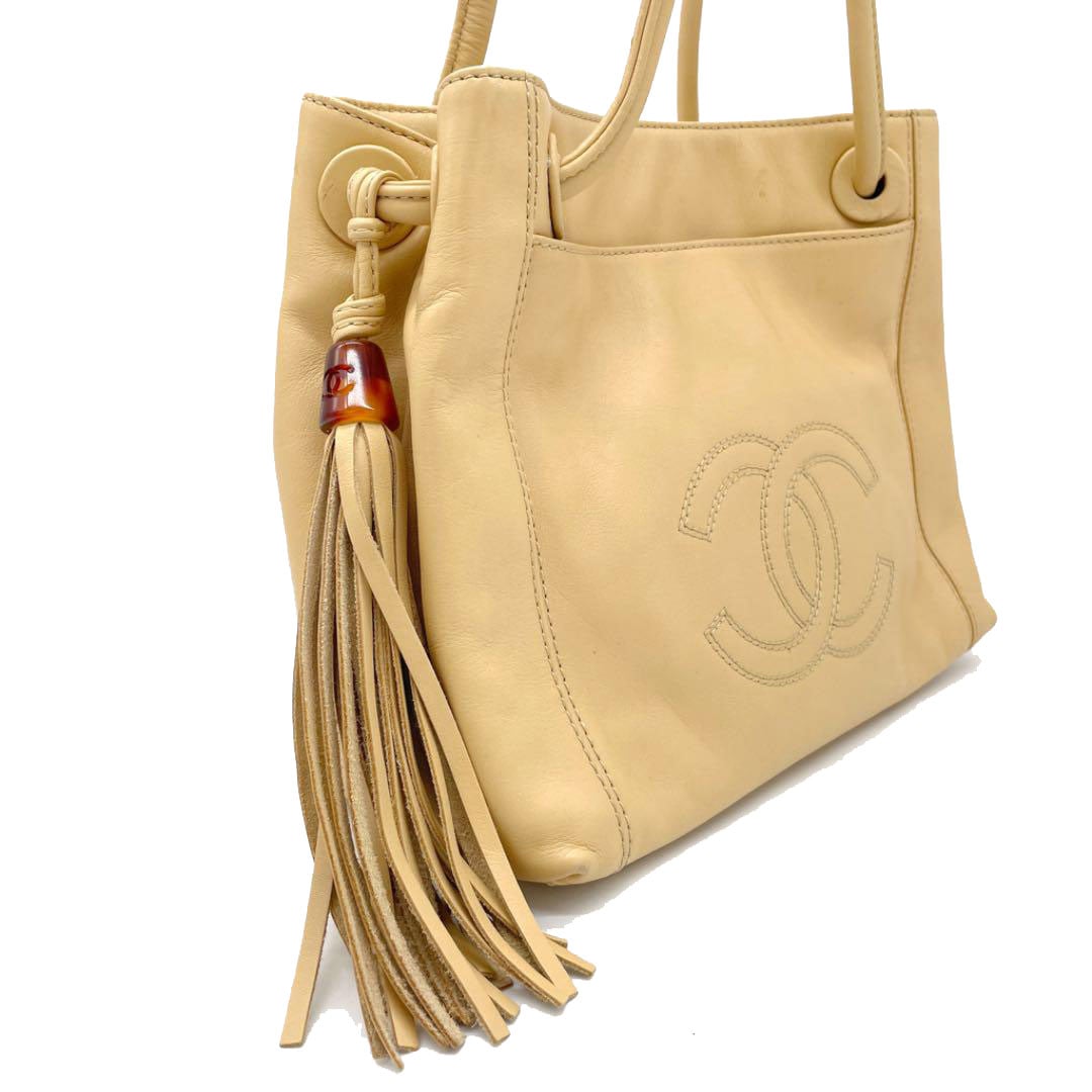 CHANEL シャネル ショルダーバッグ ココマーク べっ甲 フリンジ レザー