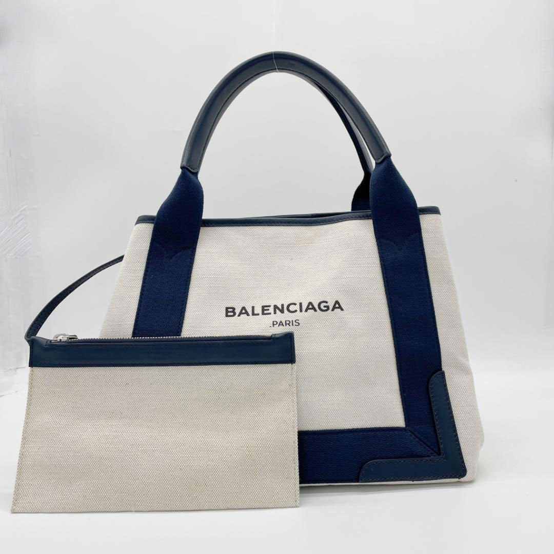 BALENCIAGA バレンシアガ ネイビーカバスS トートバッグ キャンバス