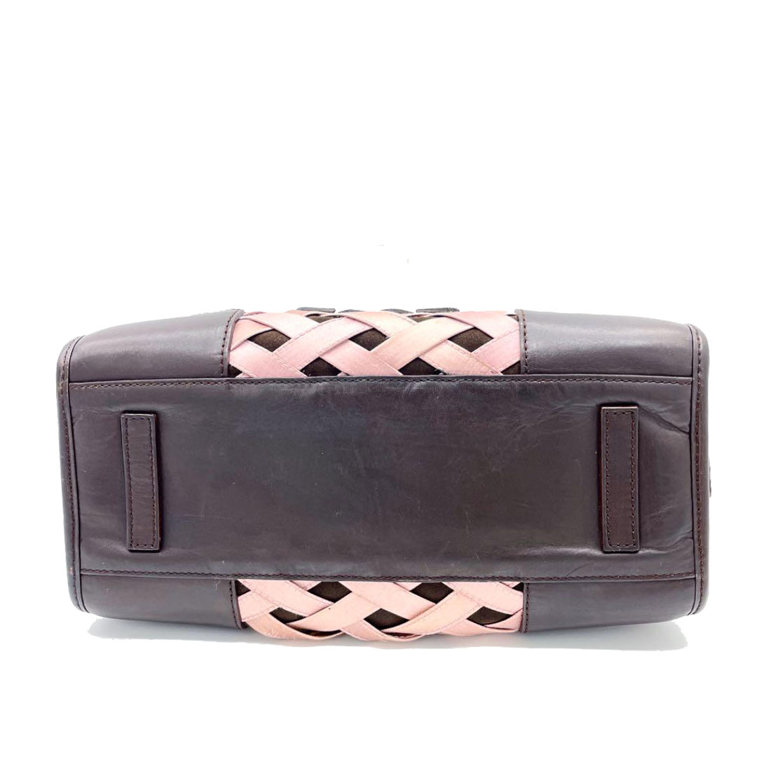 LOEWE ロエベ ハンドバッグ アマソナ28 レザー サテン ダークブラウン