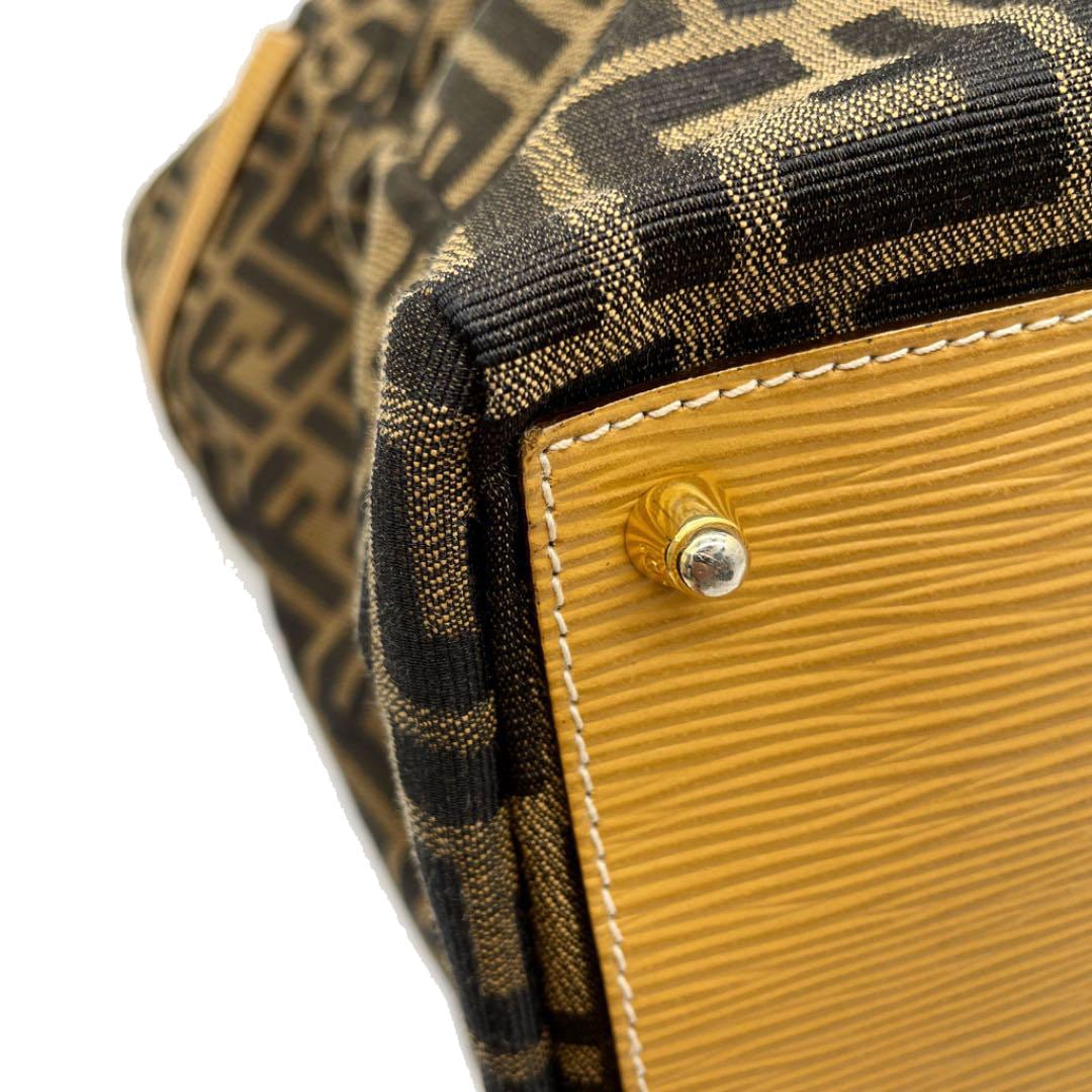 FENDI フェンディ ボストンバッグ ズッカ柄 キャンバス レザー