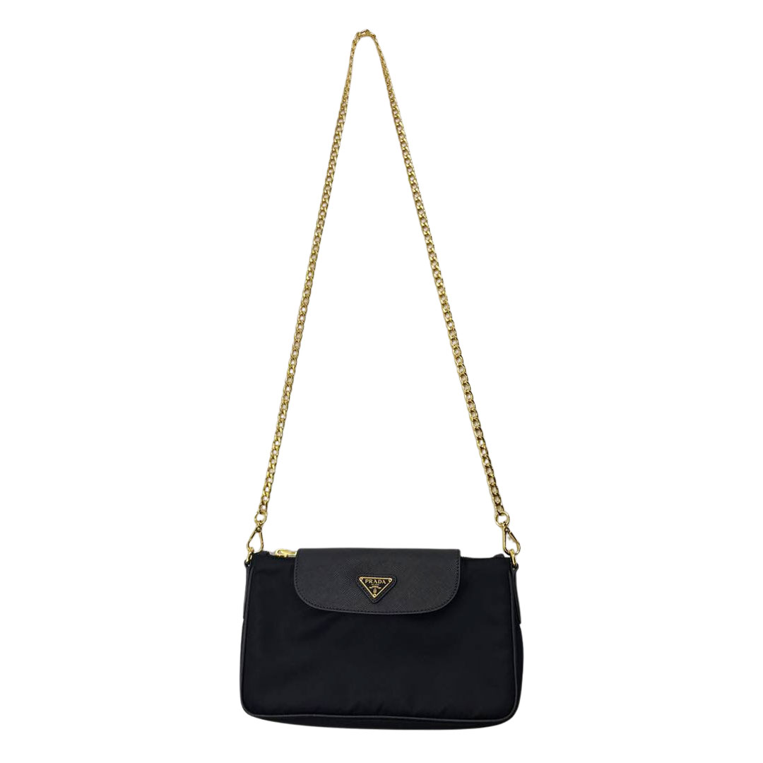 PRADA プラダ チェーンショルダーバッグ ブラック/ゴールド金具 1BH085
