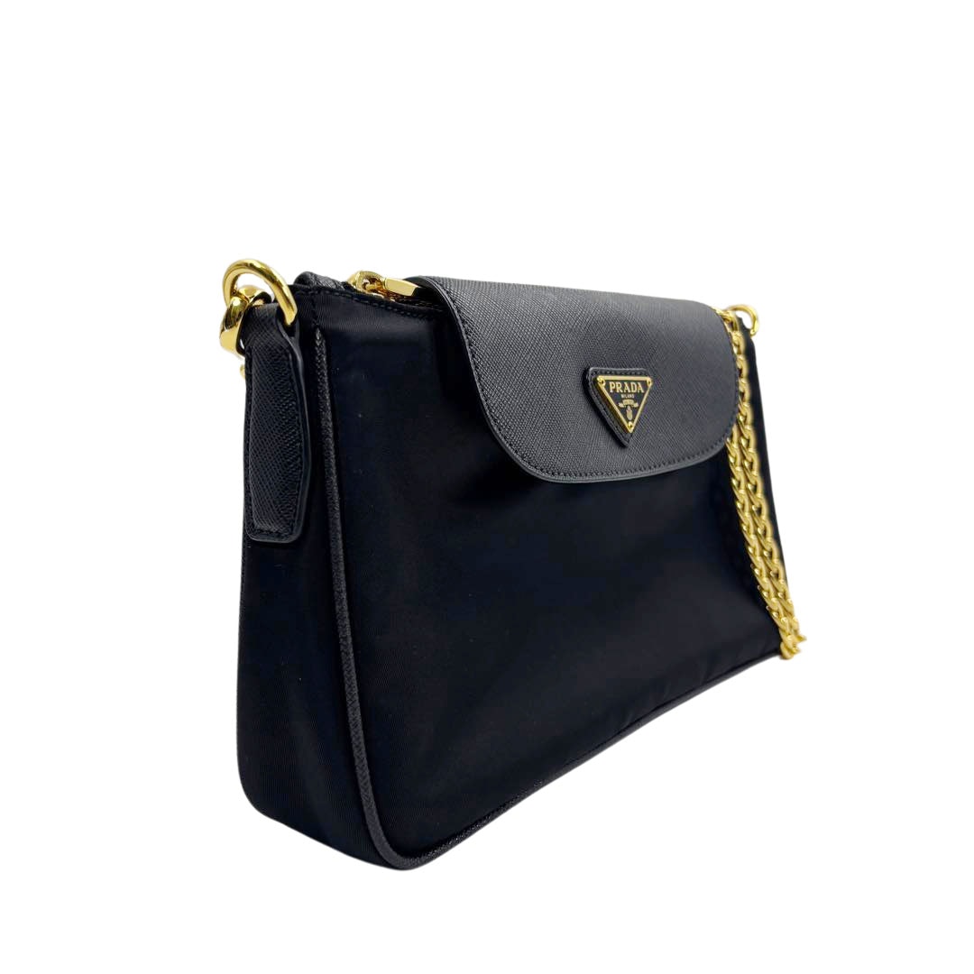 PRADA プラダ チェーンショルダーバッグ ブラック/ゴールド金具 1BH085