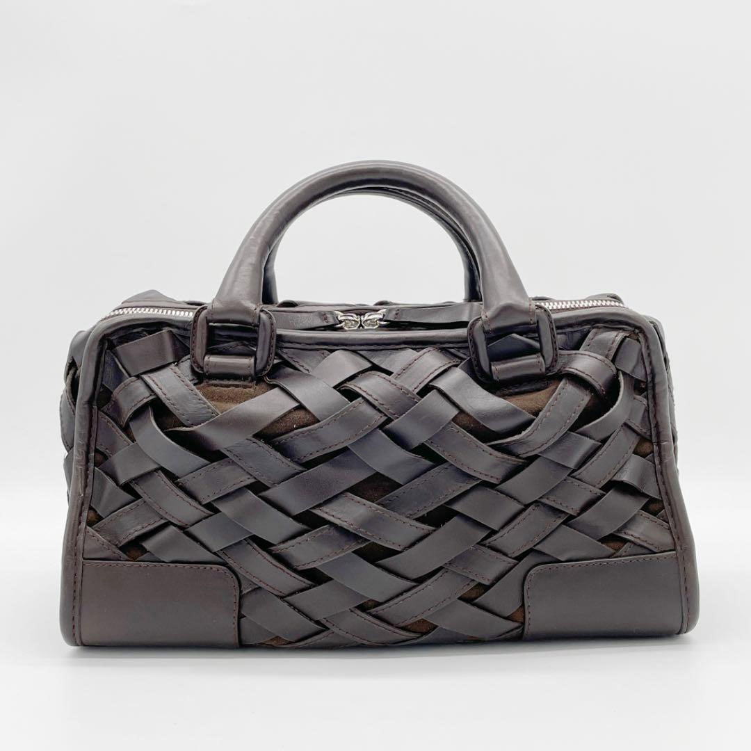 LOEWE ロエベ ハンドバッグ アマソナ28 アナグラム 編み込みレザー