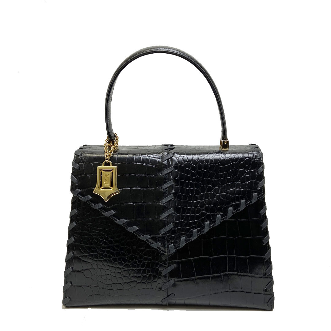 Yves Saint Laurent イヴサンローラン ハンドバッグ クロコ型押し