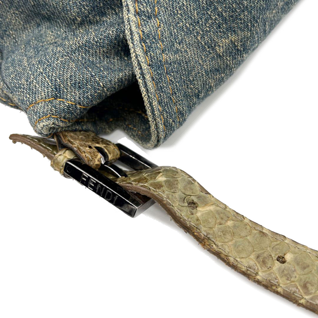 FENDI フェンディ ショルダーバッグ マンマバケット デニム パイソン