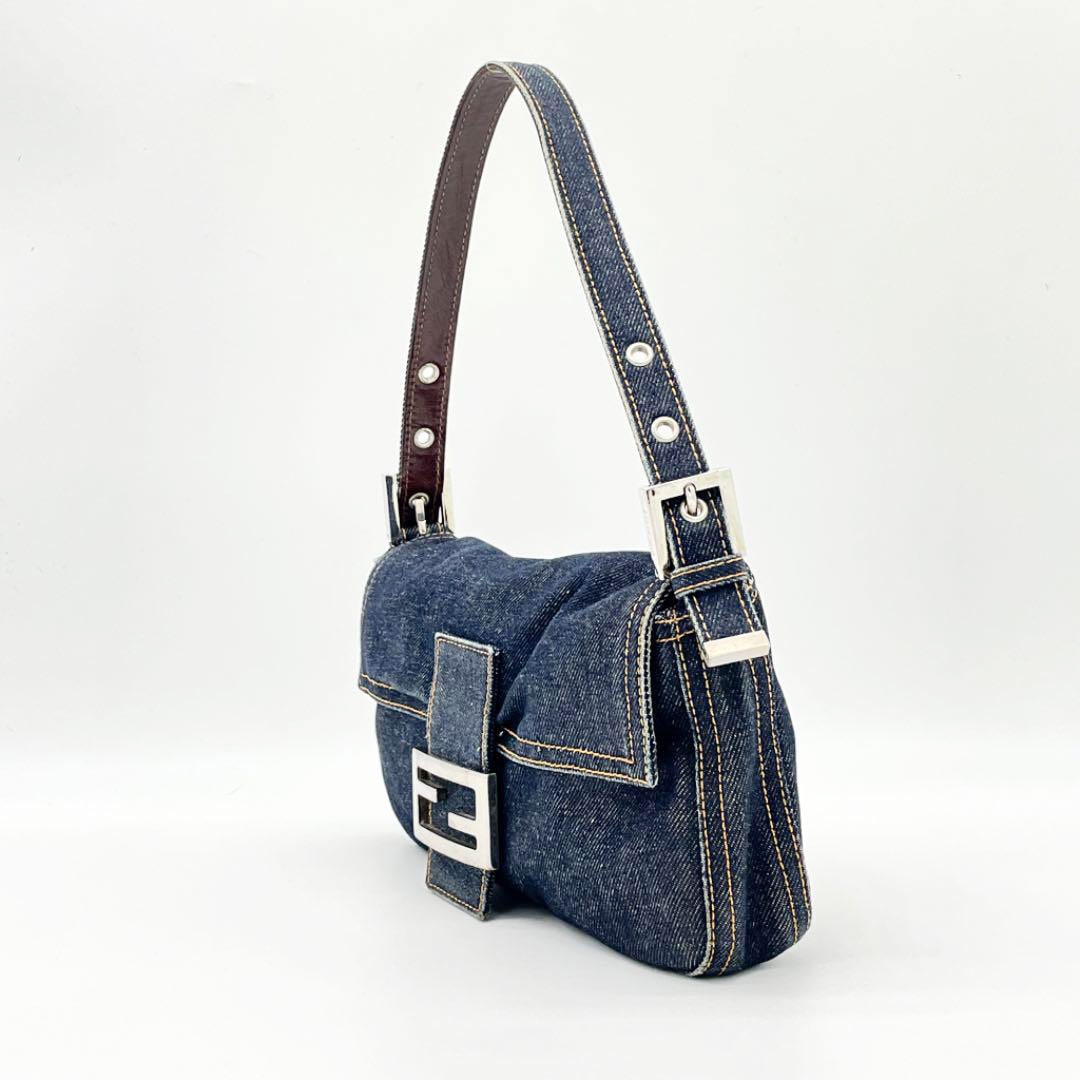 FENDI フェンディ マンマバケット ショルダーバッグ デニム インディゴ