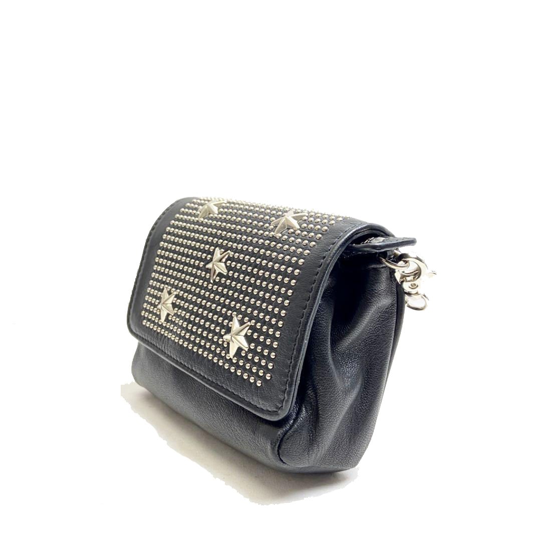 JIMMY CHOO ジミーチュウ スタッズ チェーンポシェット ポーチ レザー