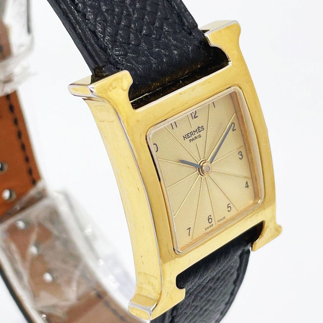 HERMES エルメス レディース腕時計 Hウォッチ QZ レザーベルト