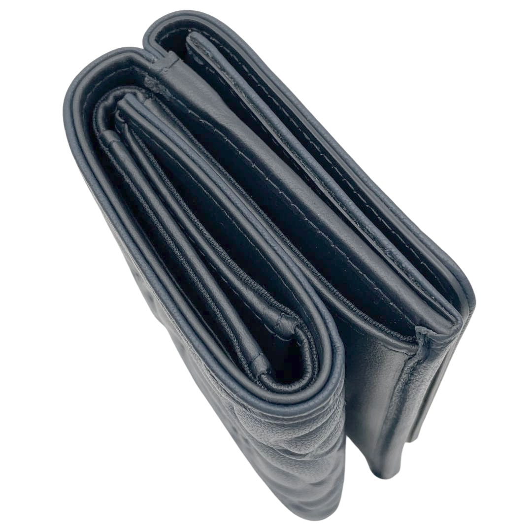 CHANEL シャネル カメリア 三つ折り財布 コンパクトウォレット レザー