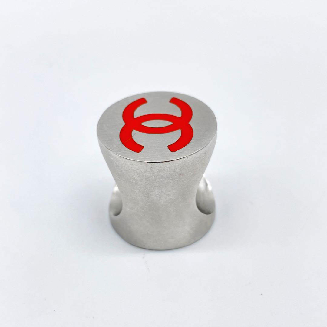 CHANEL シャネル スカーフリング ココマーク オレンジロゴ シルバー