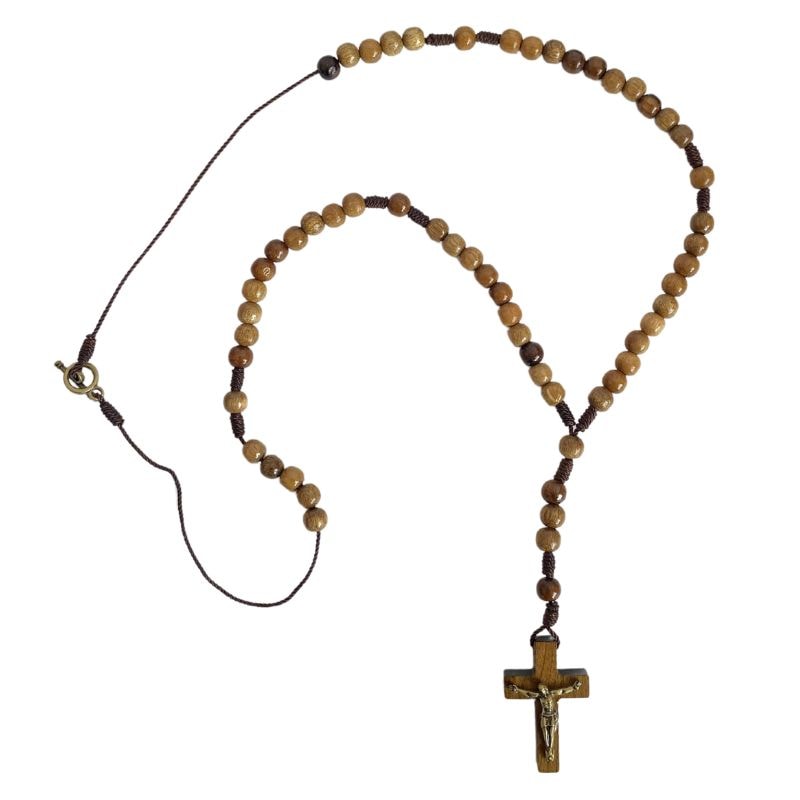 ロザリオネックレス キリストモチーフ付きアクセサリー ブラウン