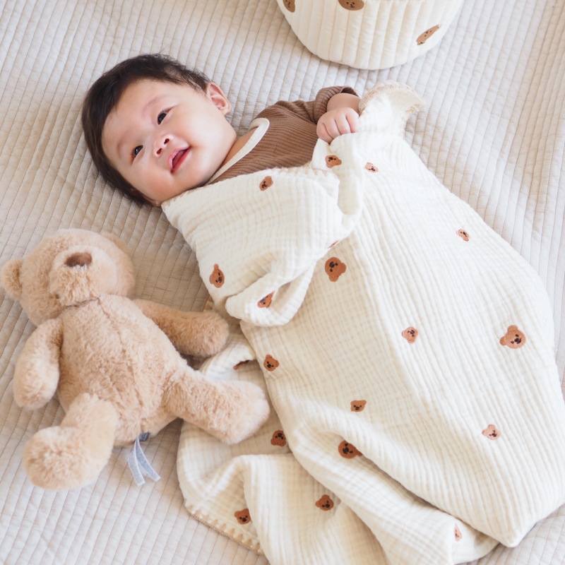 くま柄6重ガーゼブランケットギフトセット 【スマイルディズ by arte】