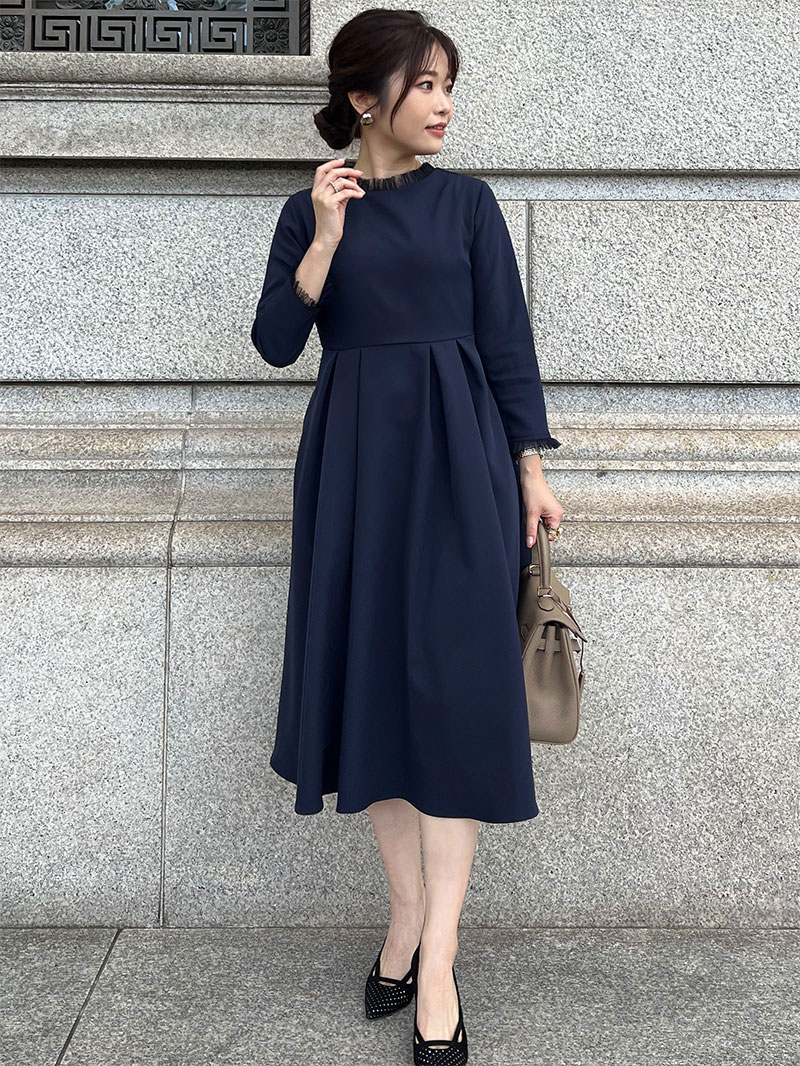 チュールタックワンピース｜小柄女性のセレモニー服Grand Series