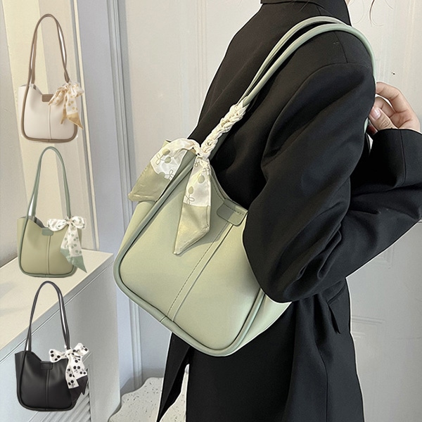 ハンドルスカーフ付きレザー調ミニショルダーバッグ | レディース