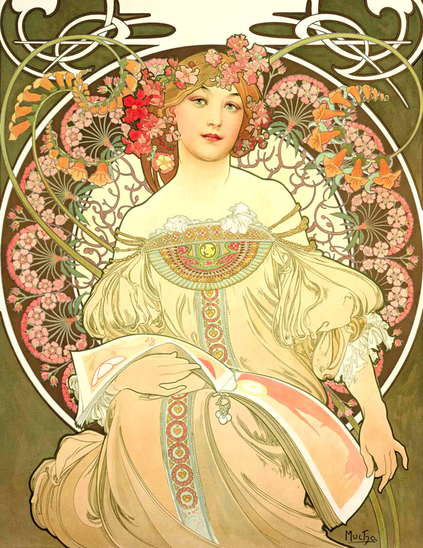 アルフォンス・ミュシャ夢想ジクレーキャンバス複製画 額装品