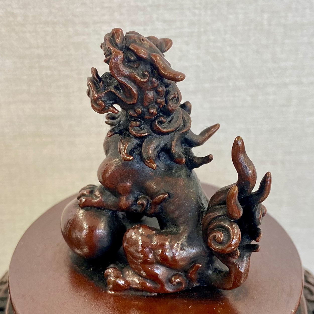 高岡銅器 青銅製香炉 長足菖蒲獅子蓋