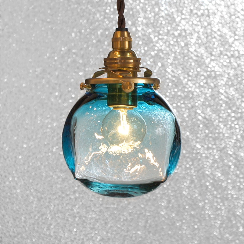 安土草多｜ペンダントライト [E17] 角球 青透き被せ | 趣佳[syuca.jp