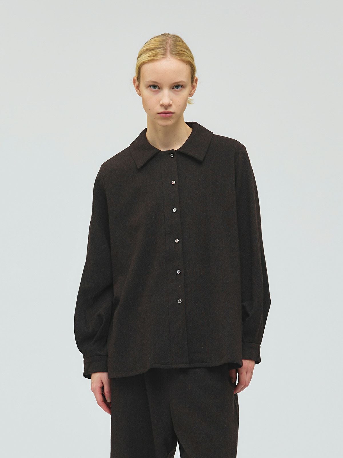 mizuiro ind ウールブレンドバルーンスリーブチュニックシャツ