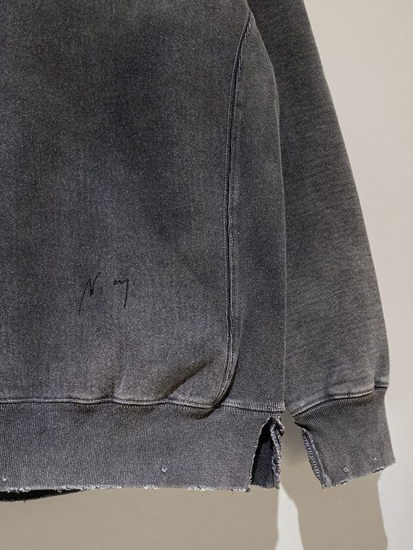 ANCELLM（アンセルム） ダメージスウェットシャツ ライトブラック - margin