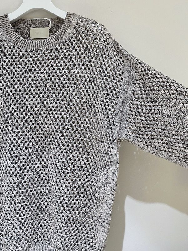 YOKE（ヨーク） メッシュニットクルーネック フォグホワイト - margin