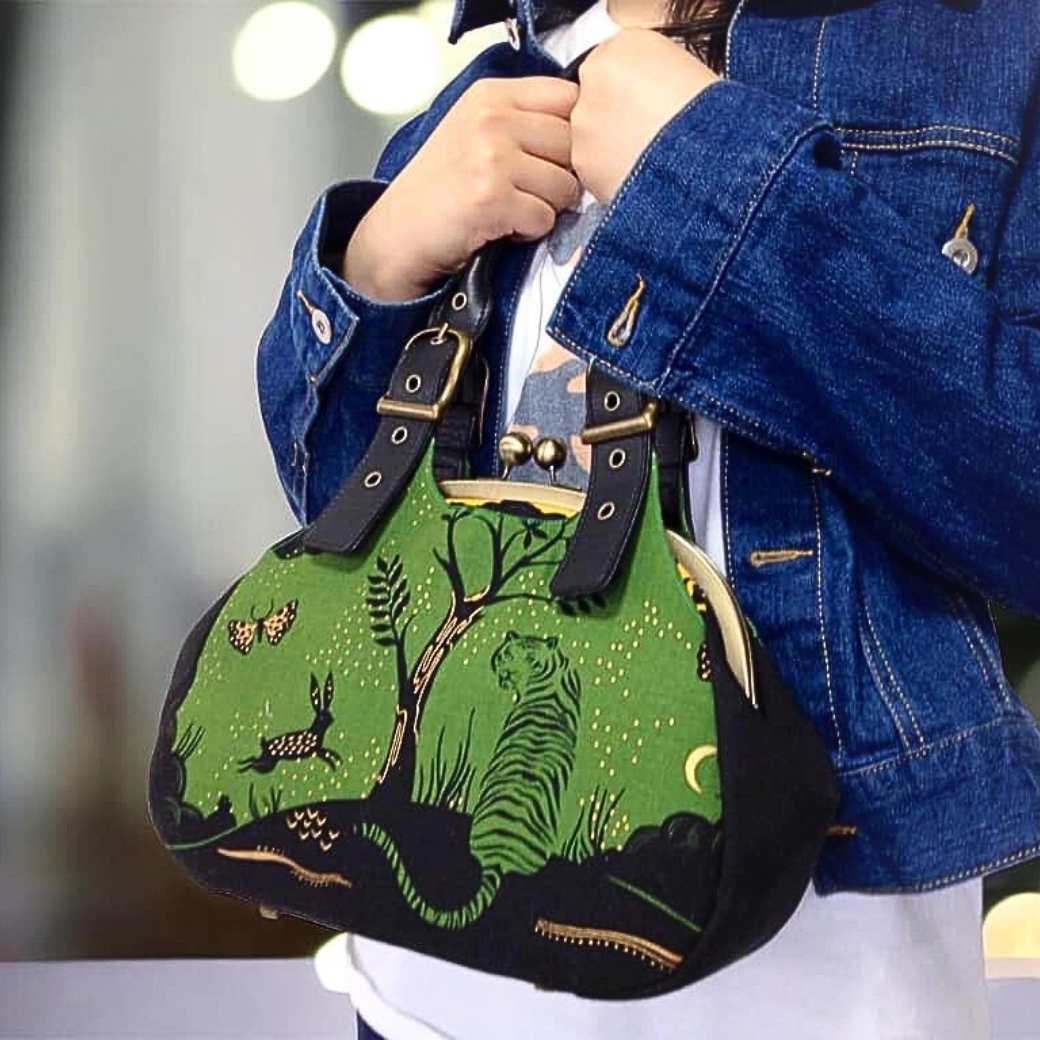 型紙＆レシピ付き口金】24cm版くし形コンパクトあおりがま口バック