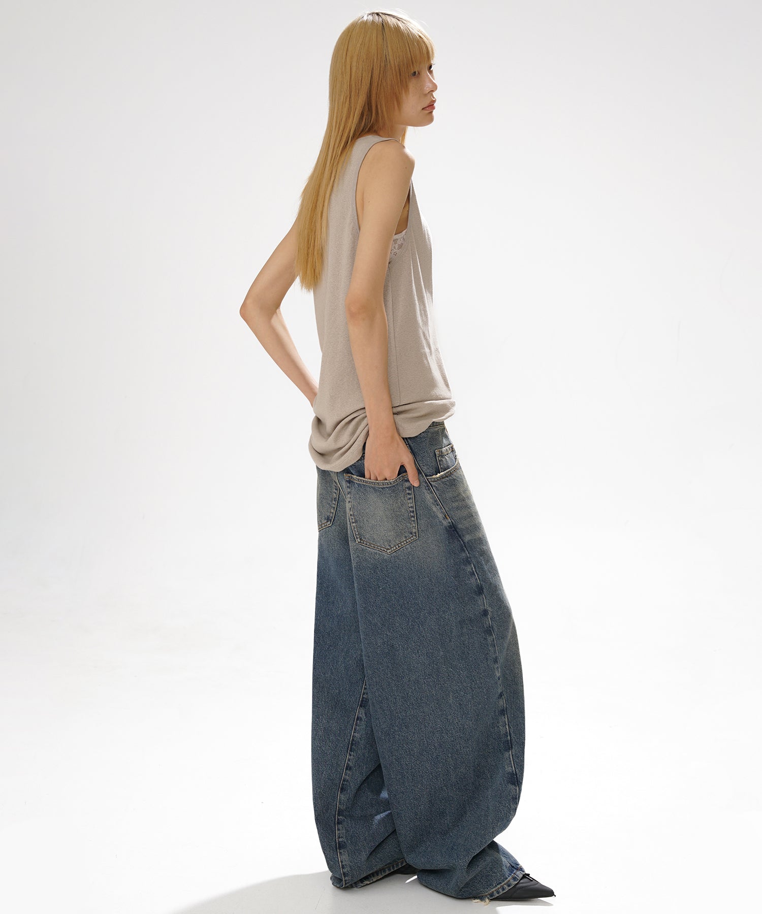 ルーズフィット 裾ダメージ デニムパンツ NZK6222【MASONPRINCE