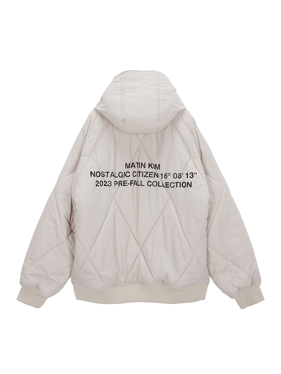 마뗑킴(MATIN KIM) BACK TYPO QUILTING HOOD JUMPER IN BEIGE - 사이즈