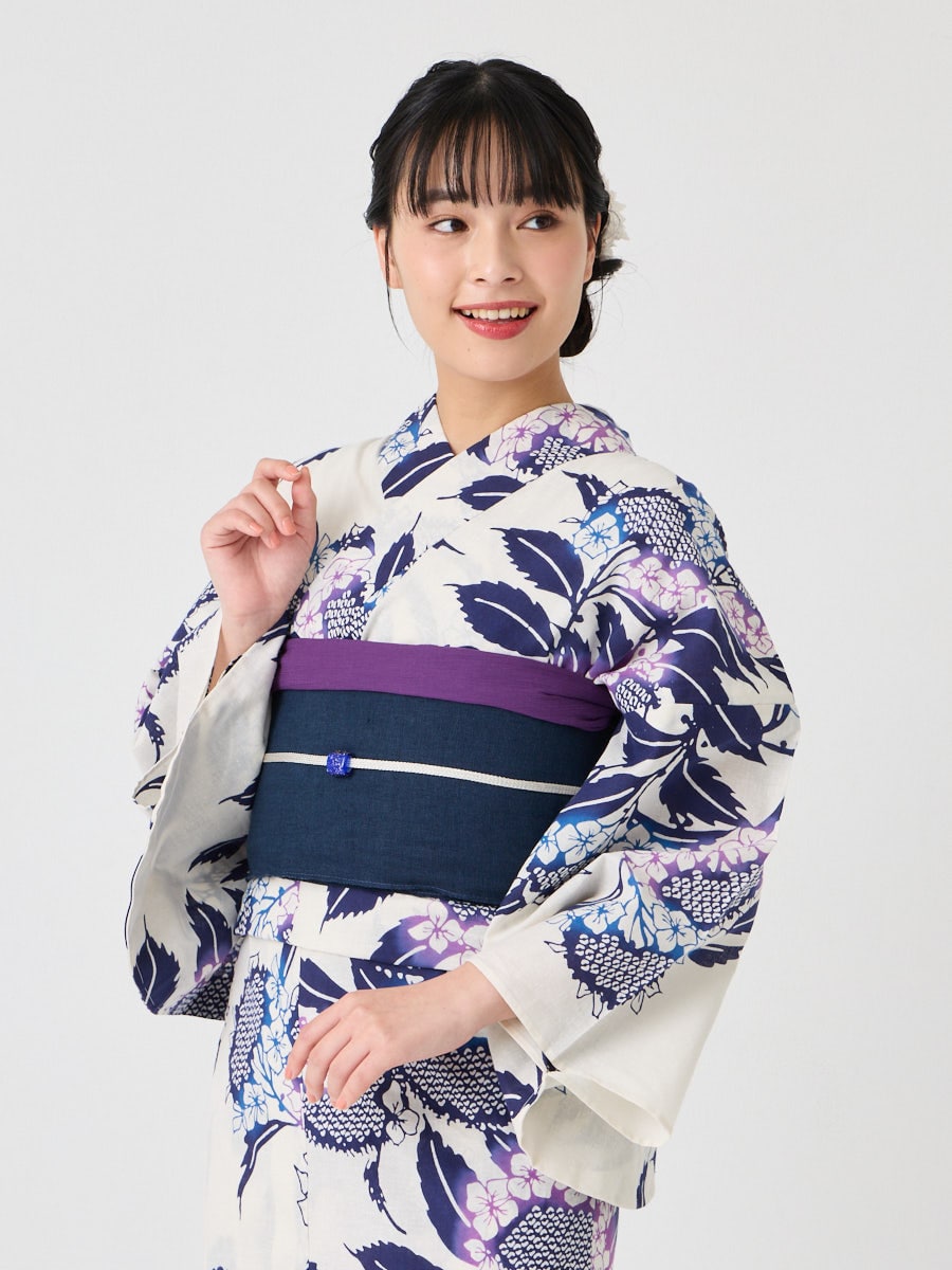 浴衣単品「 注染 額紫陽花 」(FREE ホワイト): ふりふ ｜ミマツ