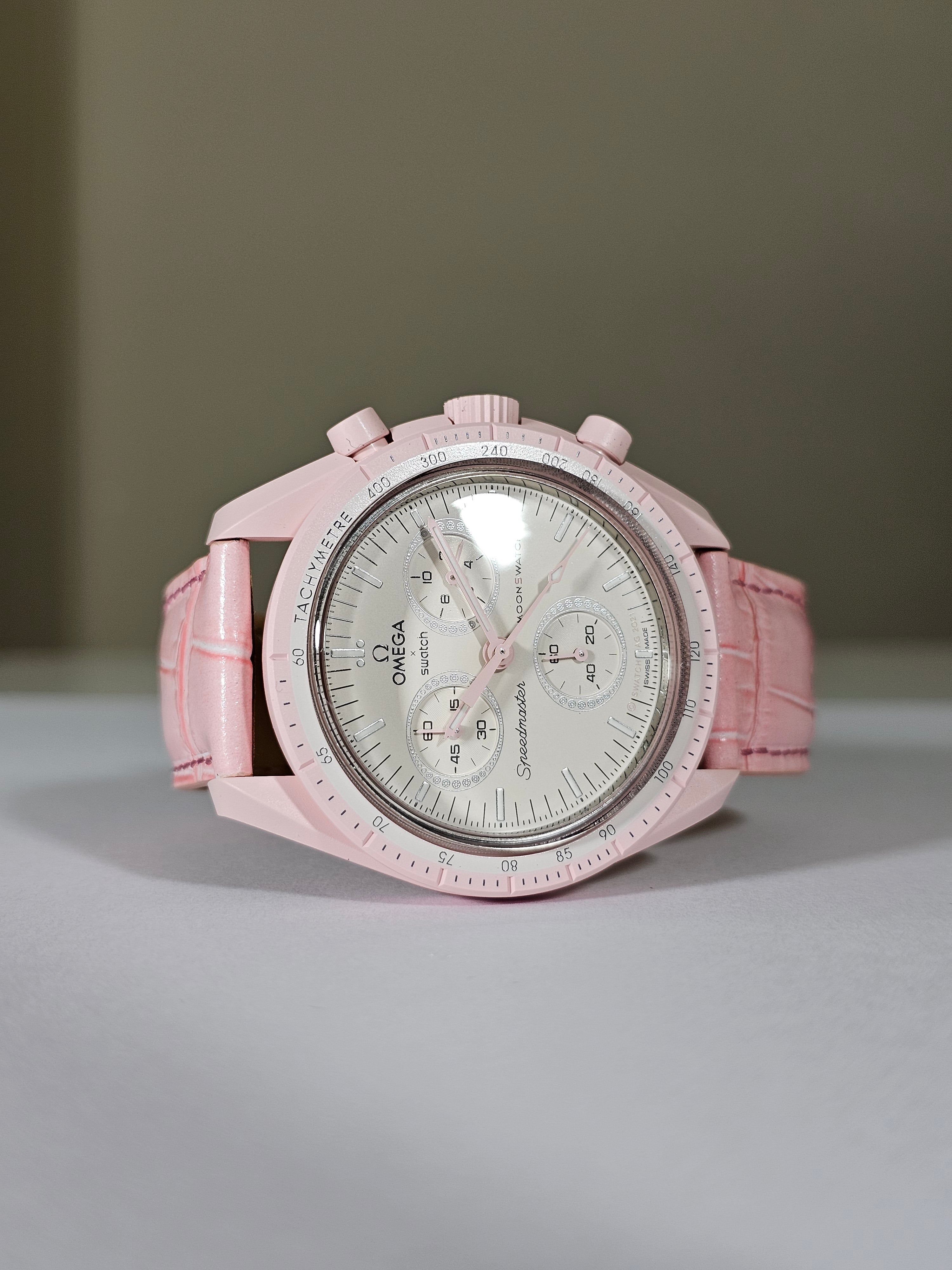 Omega X Swatch MoonSwatch Venus Strap: Embossed Leather - Pink