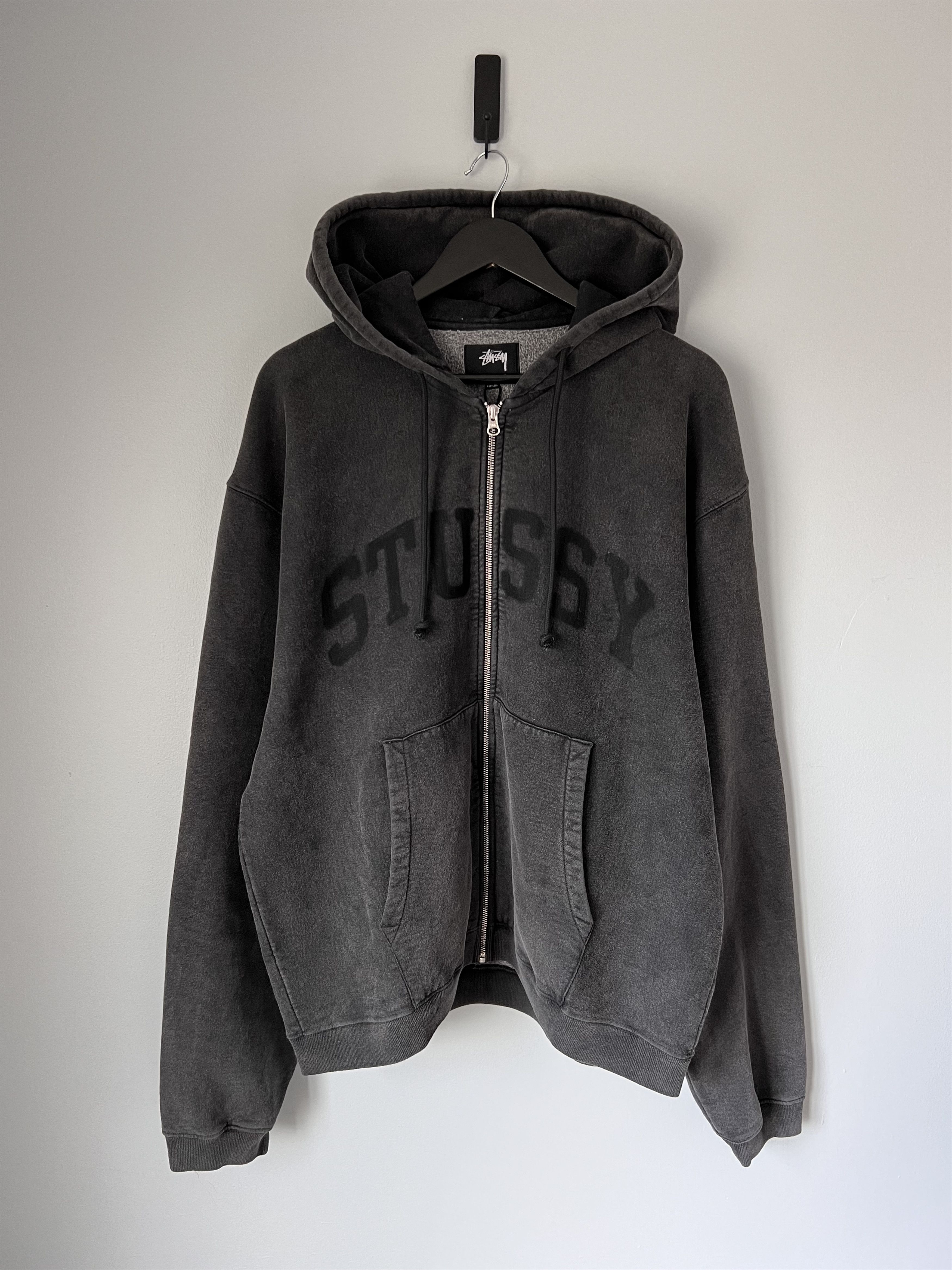 Stussy Stussy Faded Graphic Zip Hoodie in Washed Black | Grailed