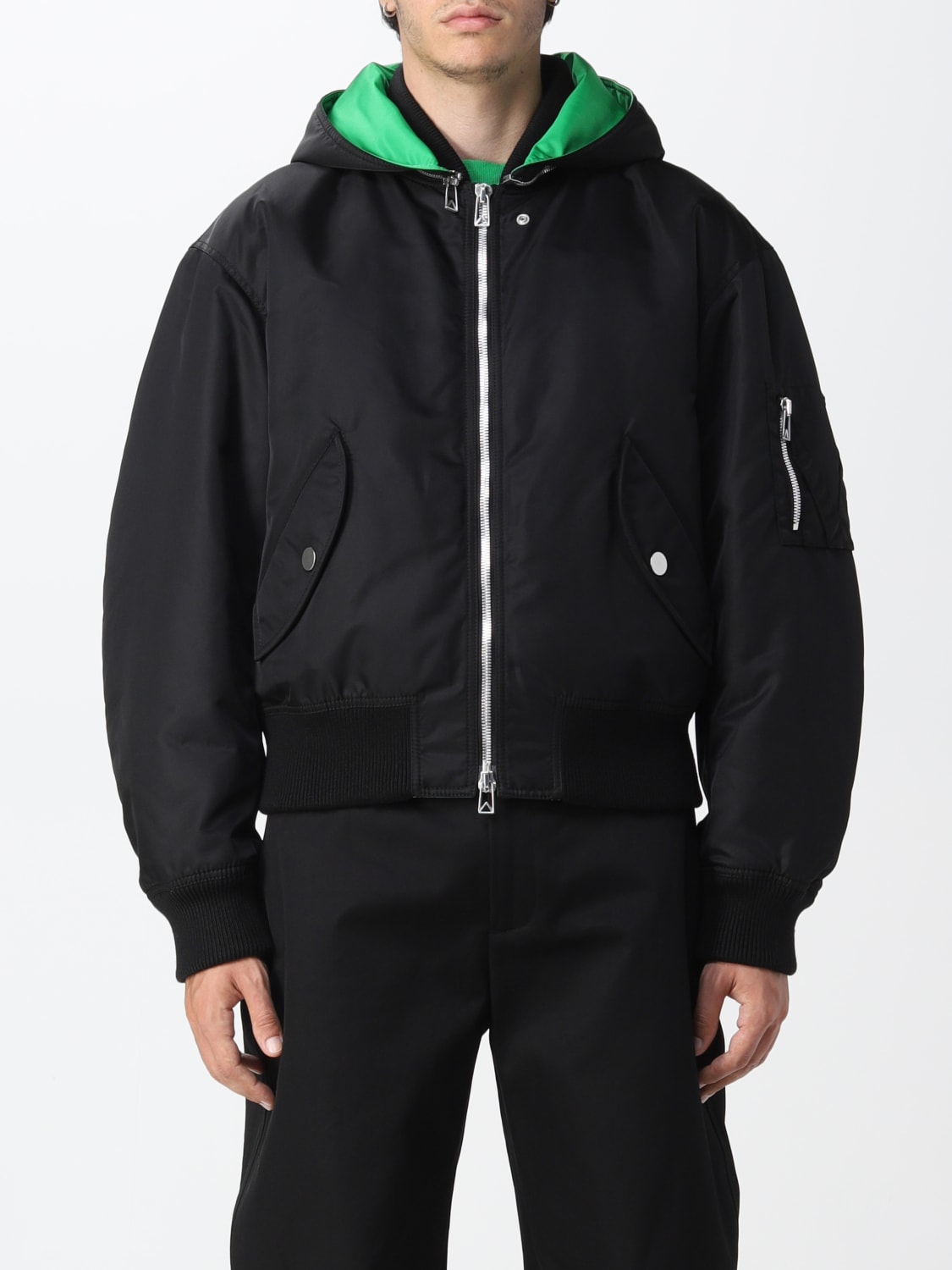 Bottega Veneta nylon bomber jacket - Black | 708161VKIL0 | GIGLIO.COM