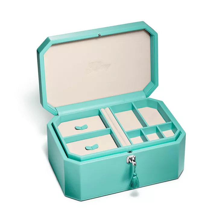 Tiffany Facets:Extra Large Jewelry Box in Tiffany Blue® Leather