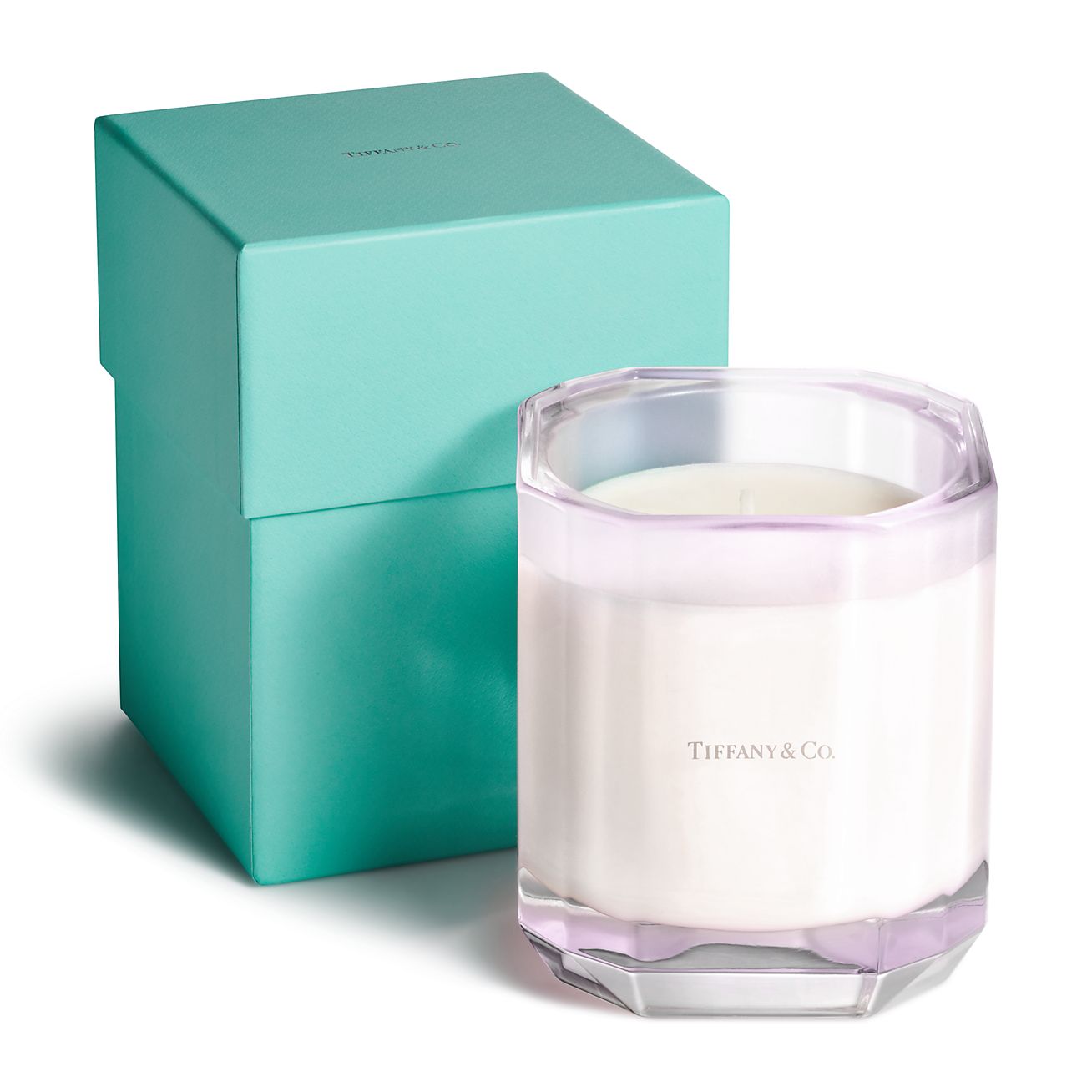 Tiffany Facets About Love Candle in Kunzite-colored Glass