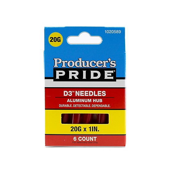 Producer's Pride Aluminum Hub D3 Livestock Needles, 20 Gauge x 1