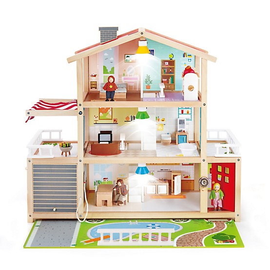 Hape Doll Family Mansion Kid's Wooden Dollhouse, Ages 3+ at