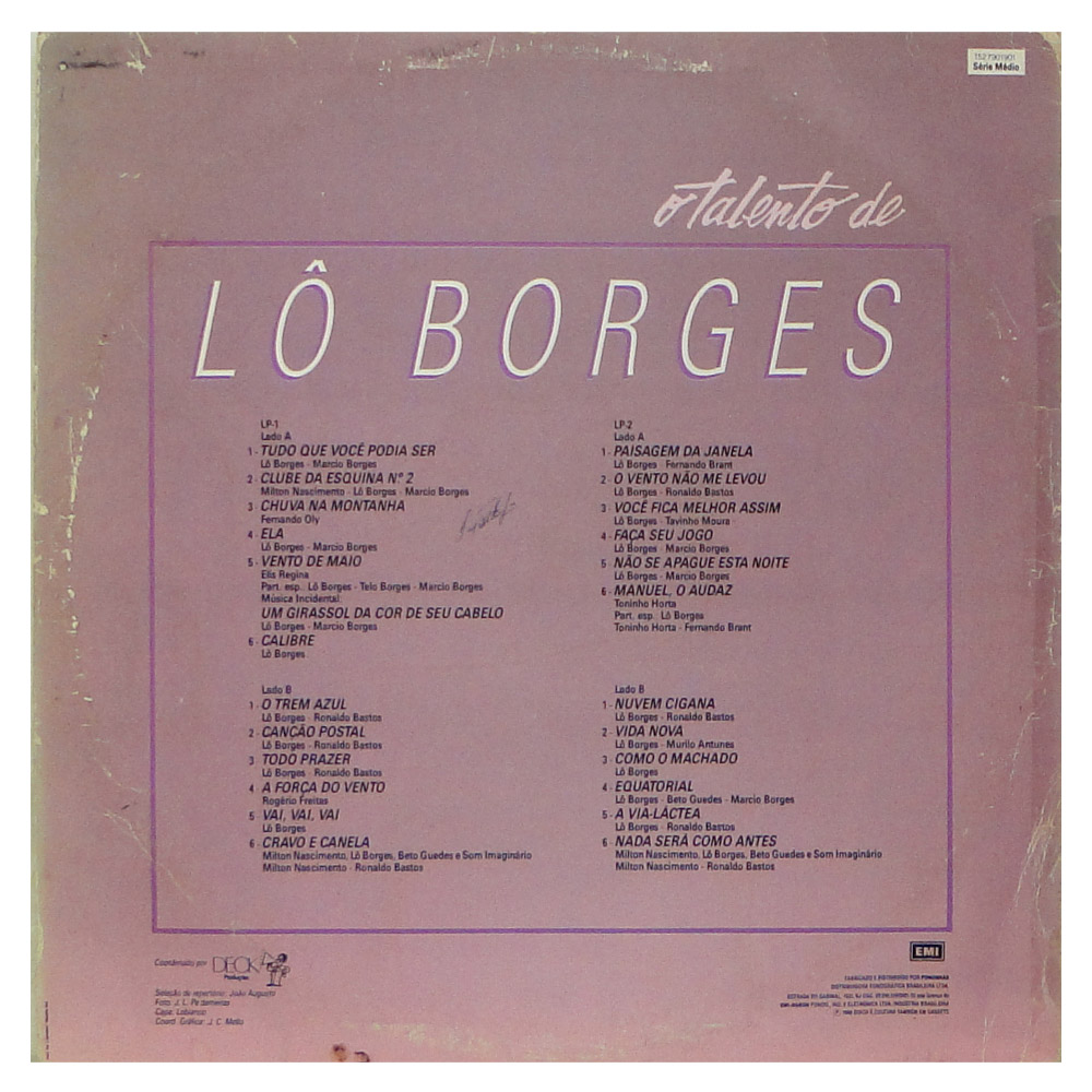 Disco de vinil O Talento De Lô Borges - Duplo - Vinil Records