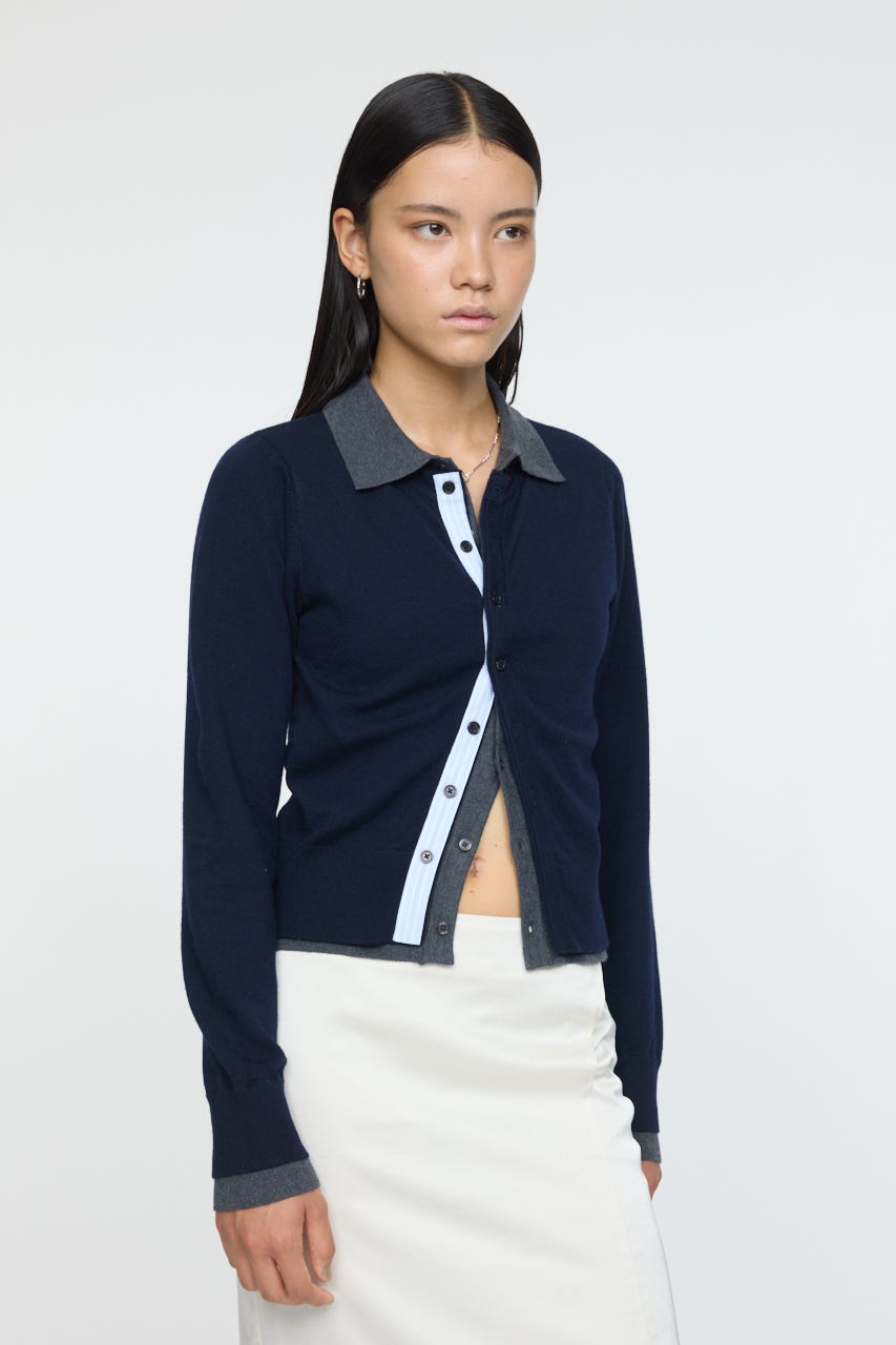 MOUSSY | DOUBLE LAYERED ニットシャツ (シャツ・ブラウス ) |SHEL