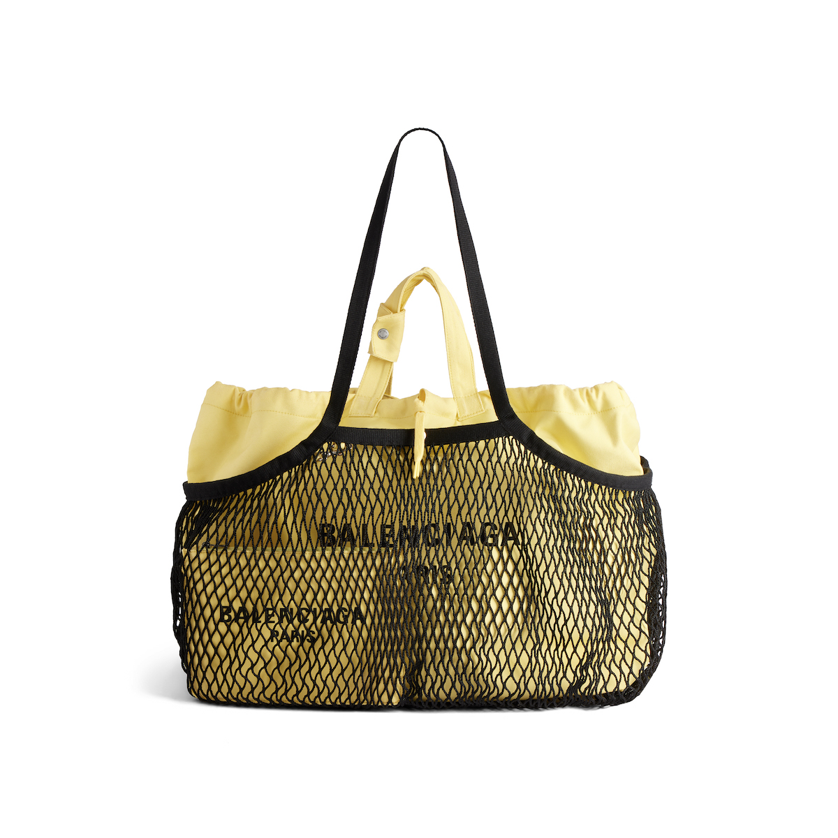 バレンシアガ」がショッパーとフィッシュネットを組わ合わせた