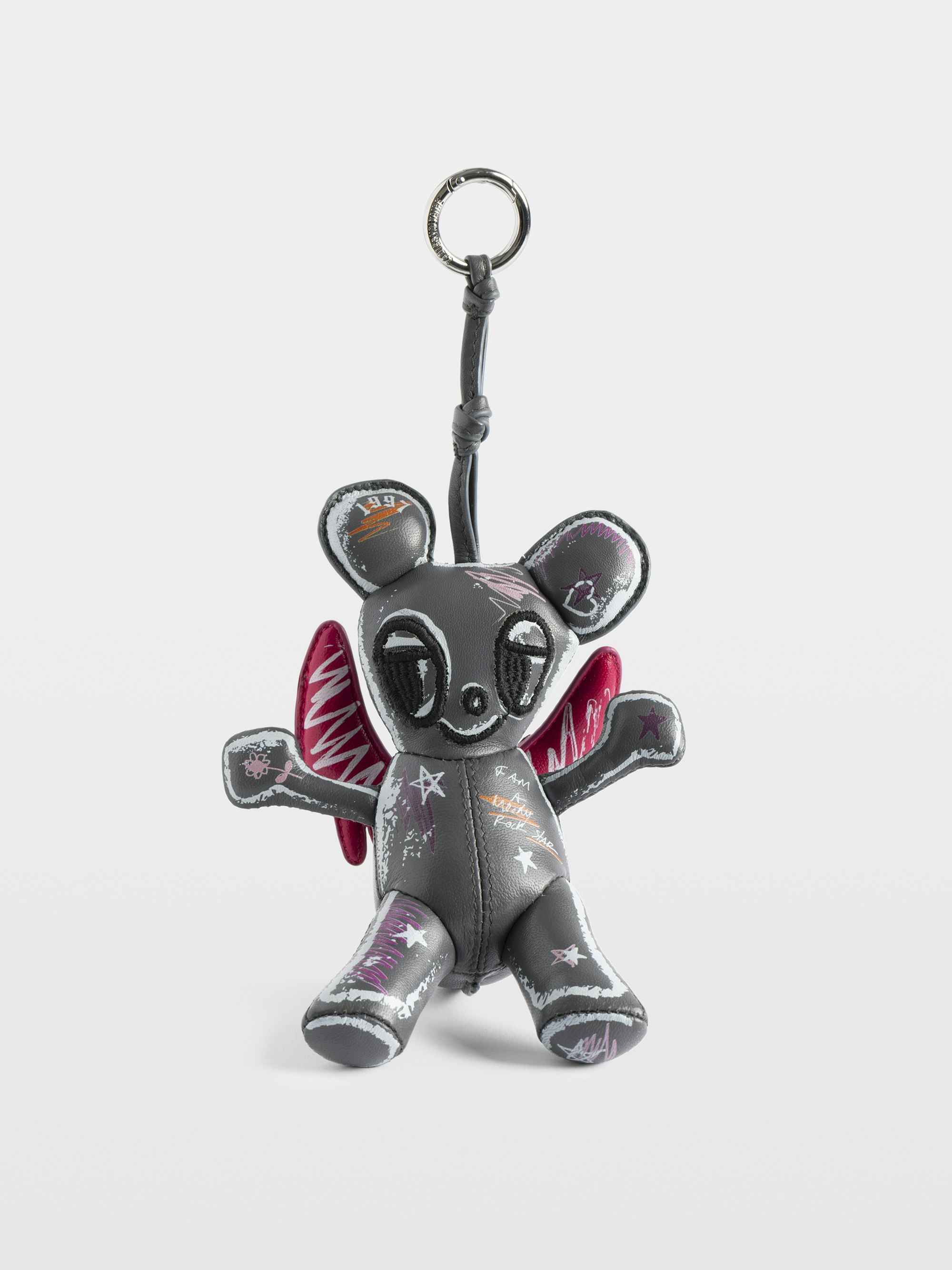 Sassy Mouse Leather Keychain in Gray | Zadig&Voltaire | Zadig&Voltaire