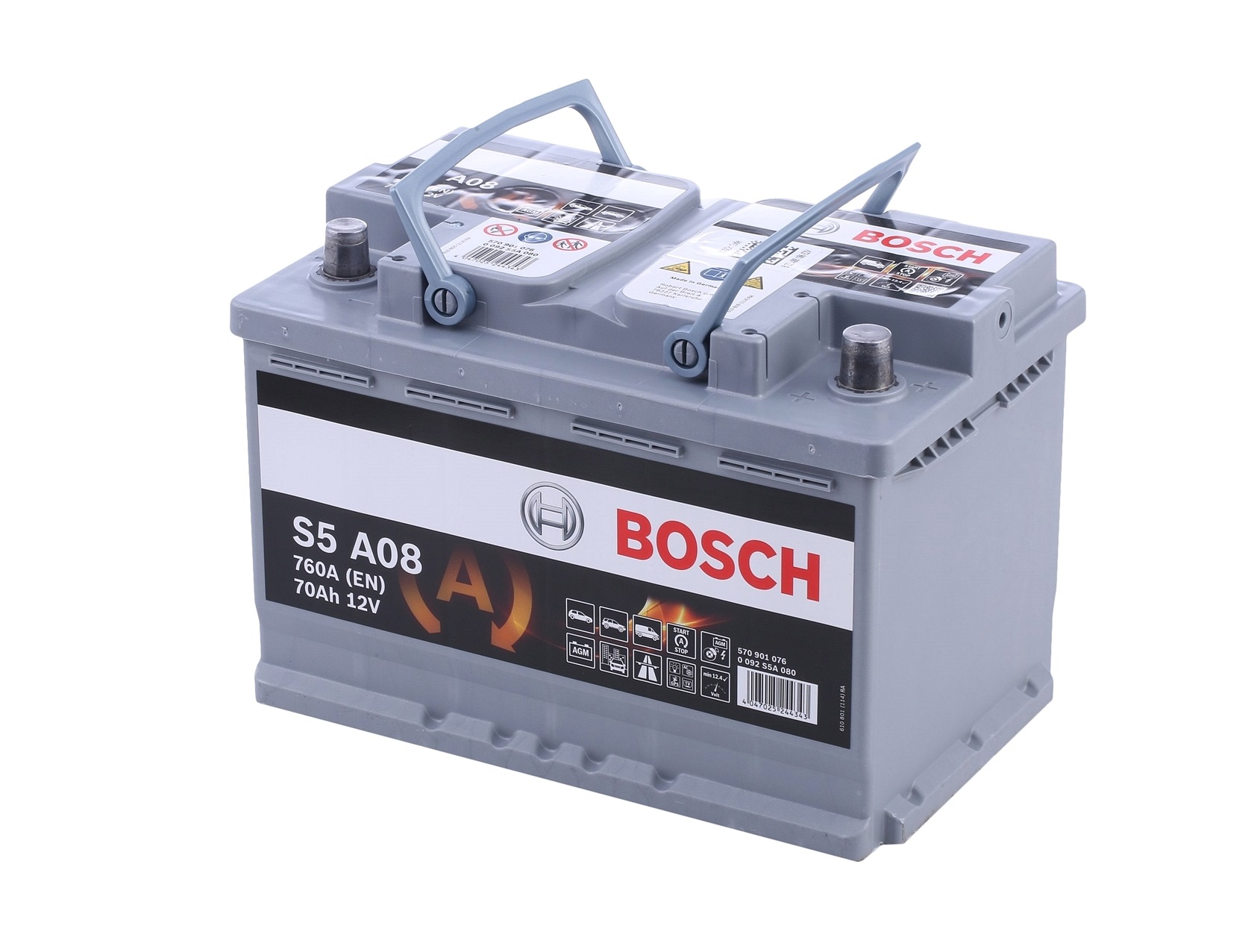 0 092 S5A 080 BOSCH S5 S5 A08 Battery 12V 70Ah 760A AGM Battery