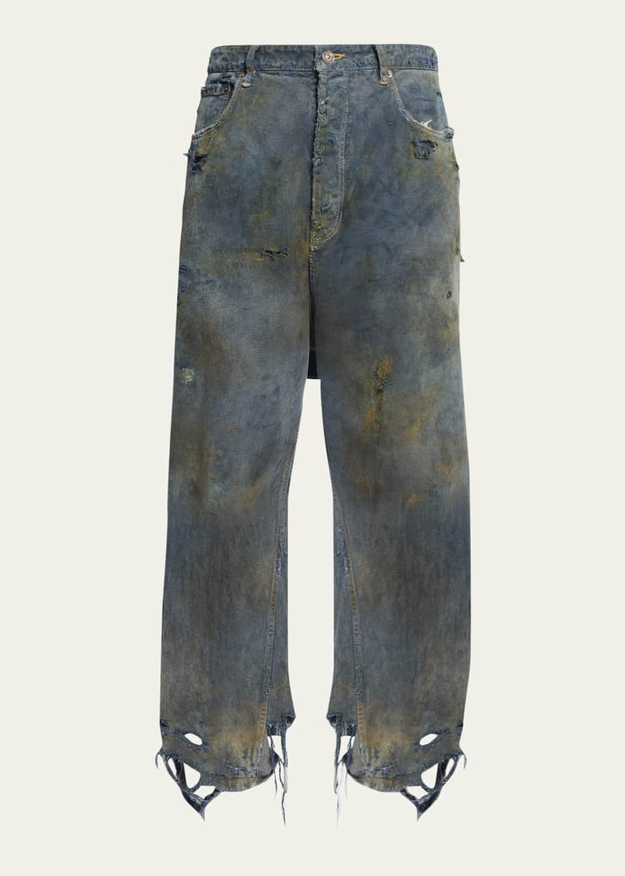 Balenciaga Men's Destroyed Baggy Jeans - Bergdorf Goodman