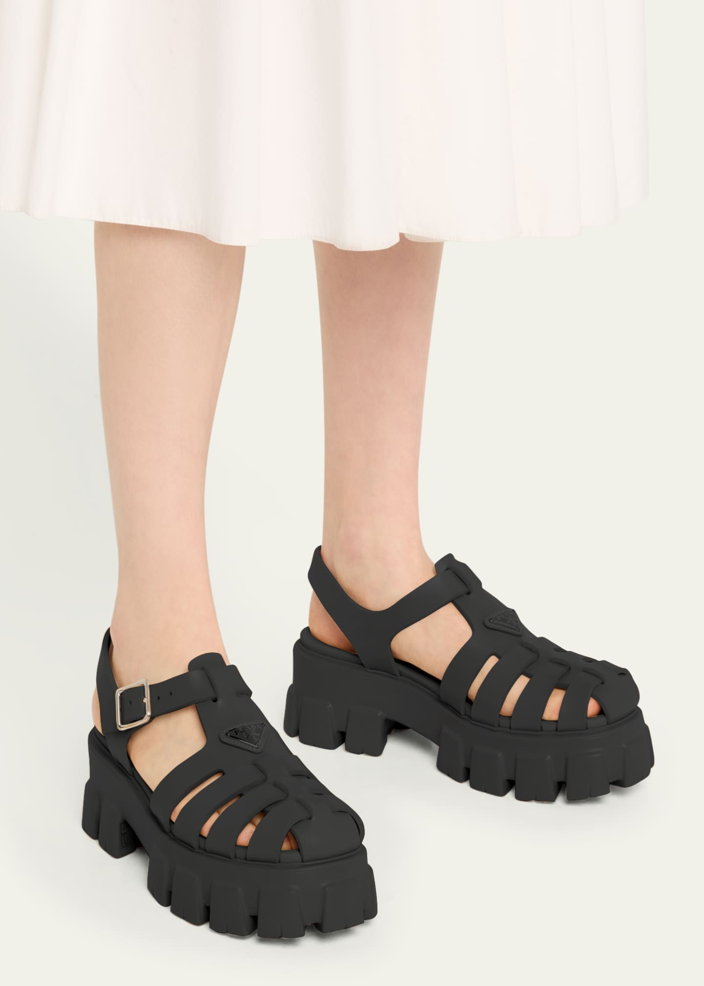 Prada Rubber Logo Chunky-Sole Fisherman Sandals - Bergdorf Goodman
