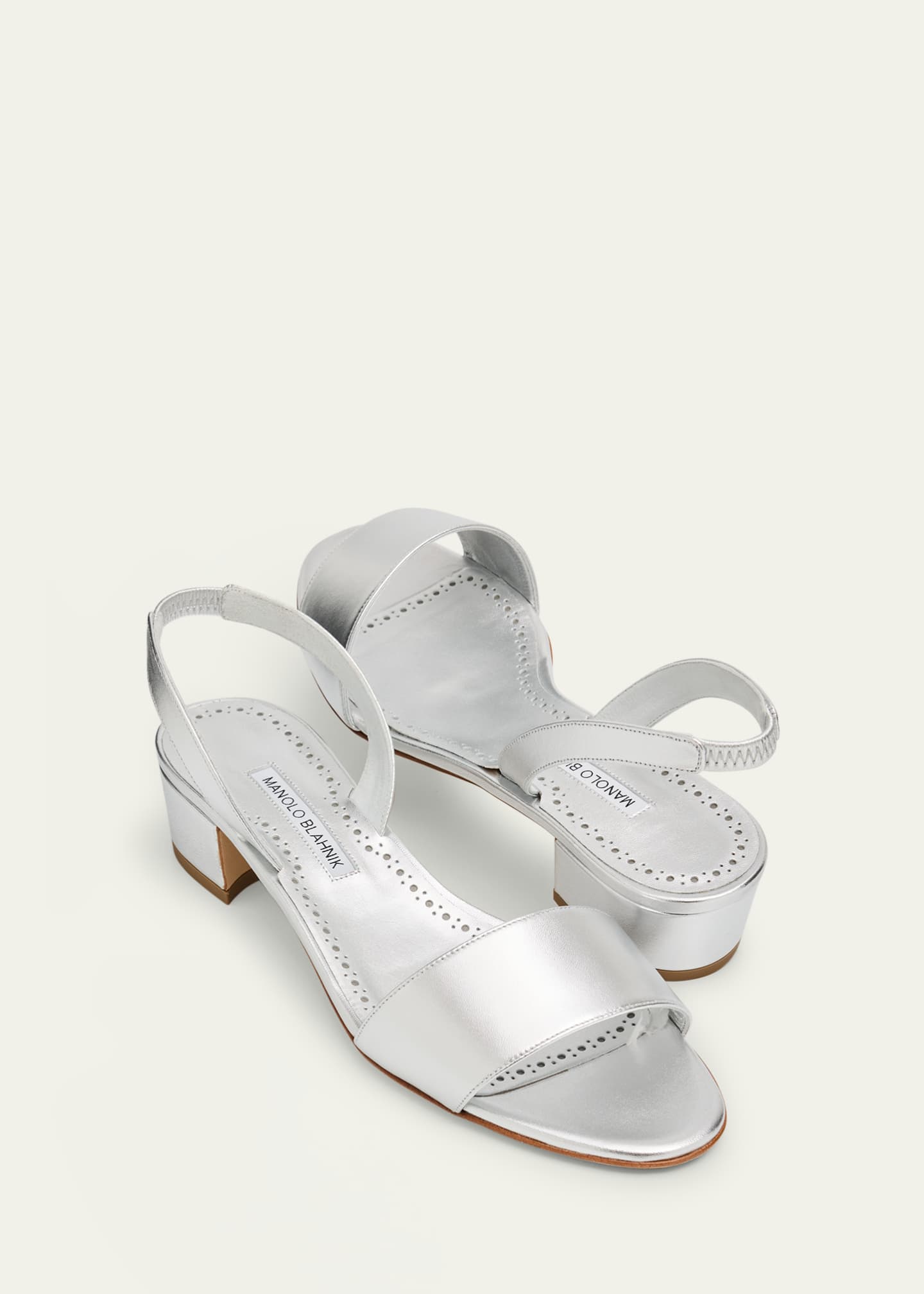 Manolo Blahnik Patopia Metallic Slingback Sandals - Bergdorf Goodman