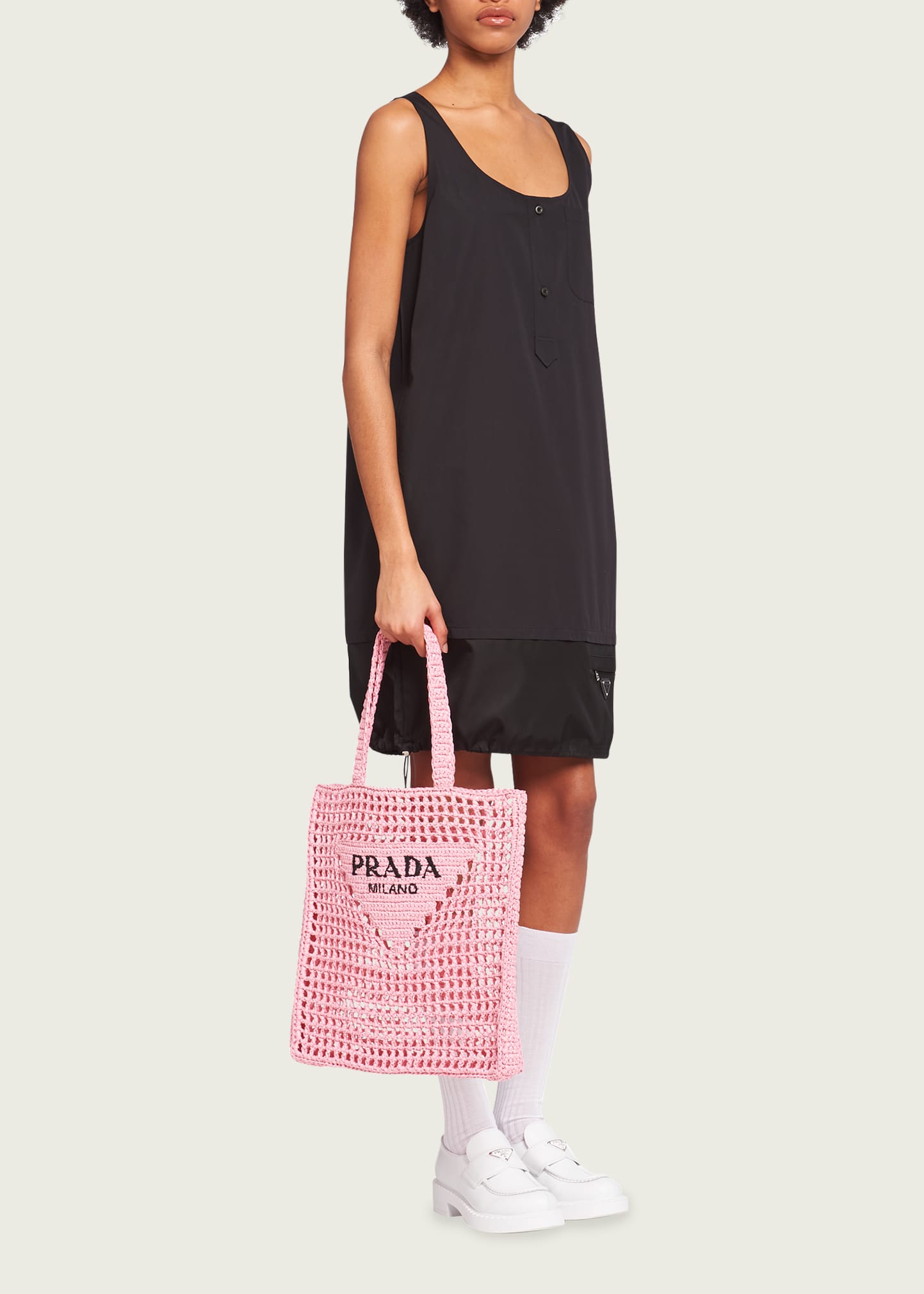 Prada Bicolor Woven Logo Shopper Tote Bag - Bergdorf Goodman