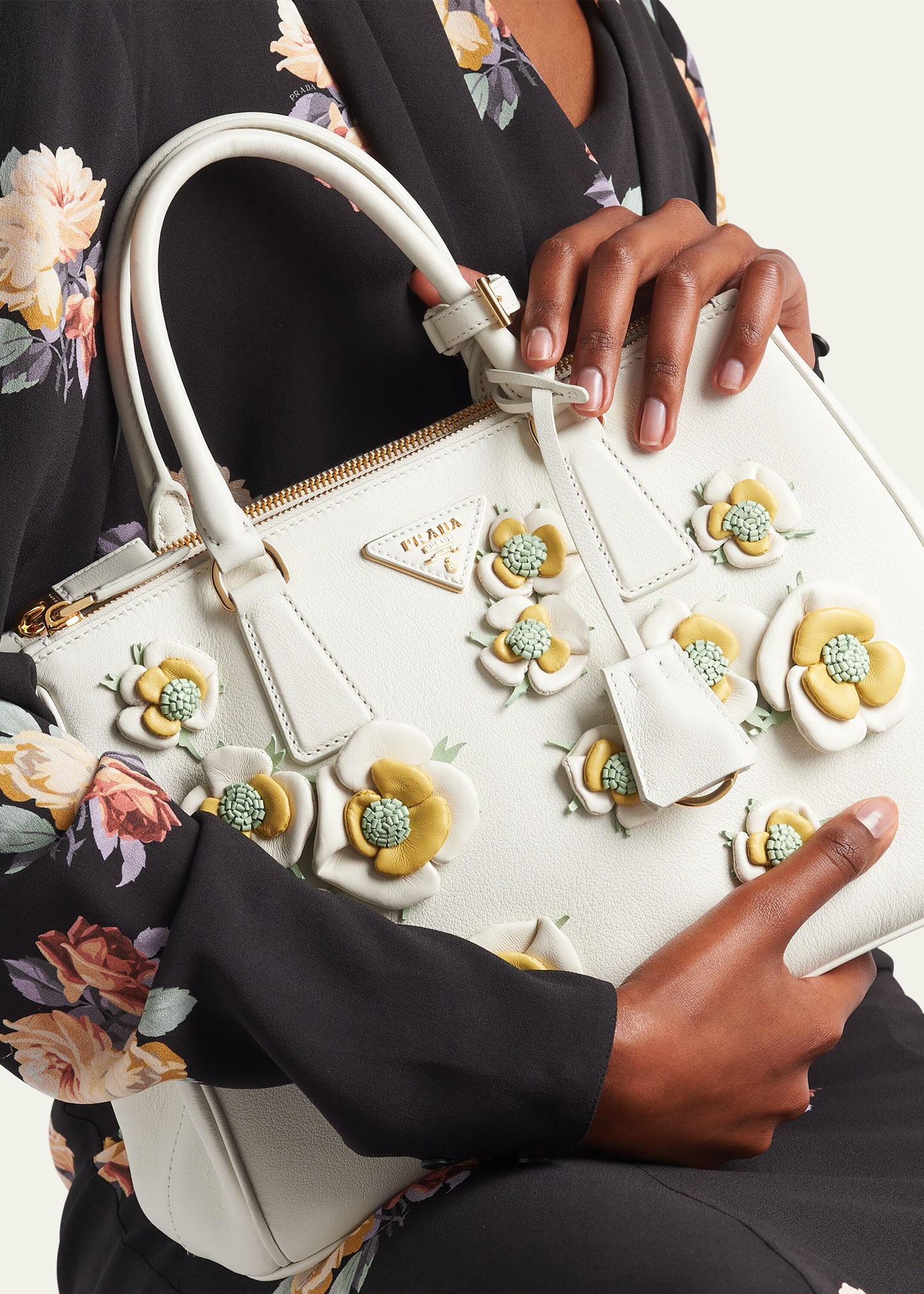Prada Galleria Floral Leather Top-Handle Bag - Bergdorf Goodman