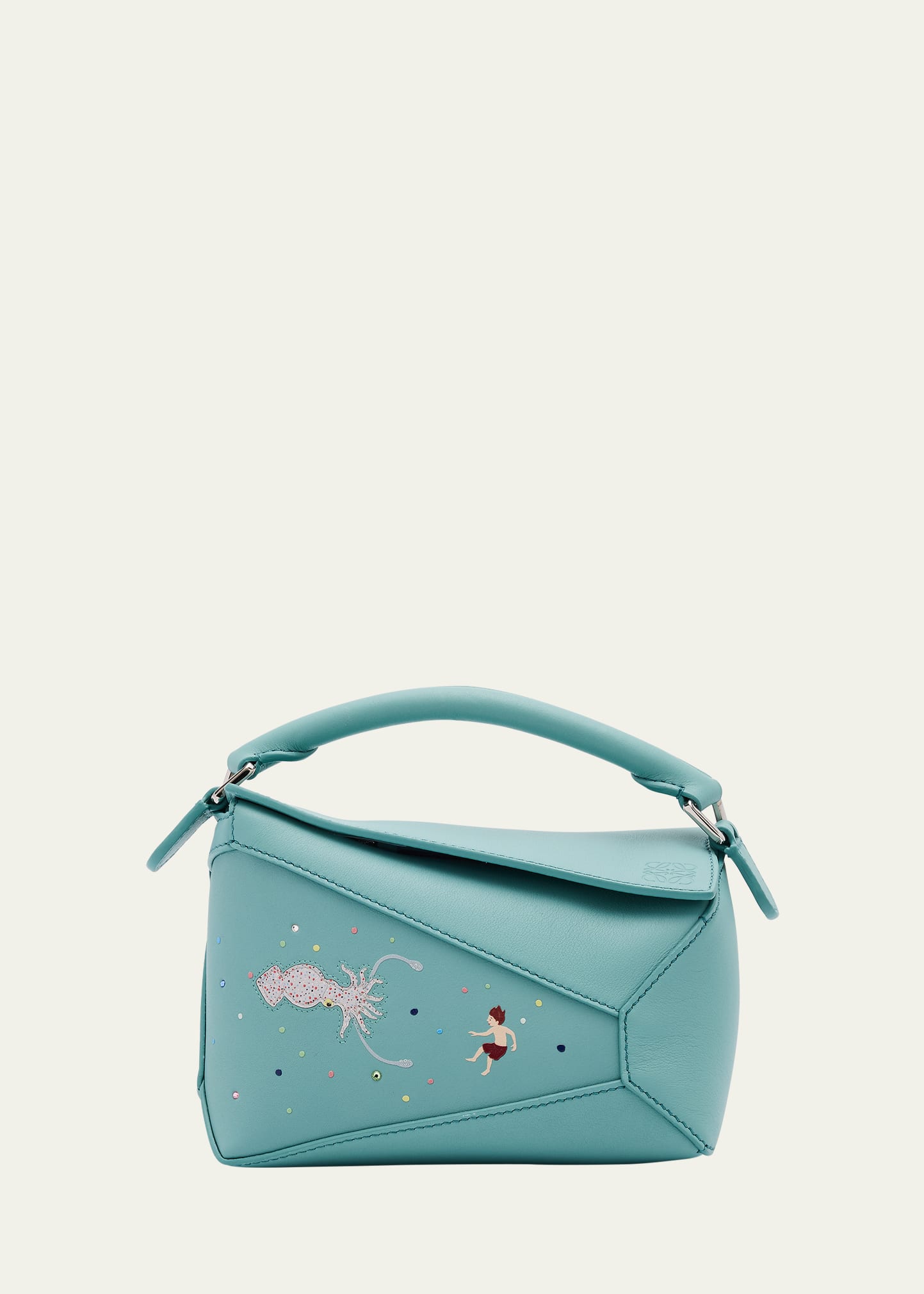 Loewe x Sunna Fujita Puzzle Edge Mini Squid-Print Shoulder Bag in
