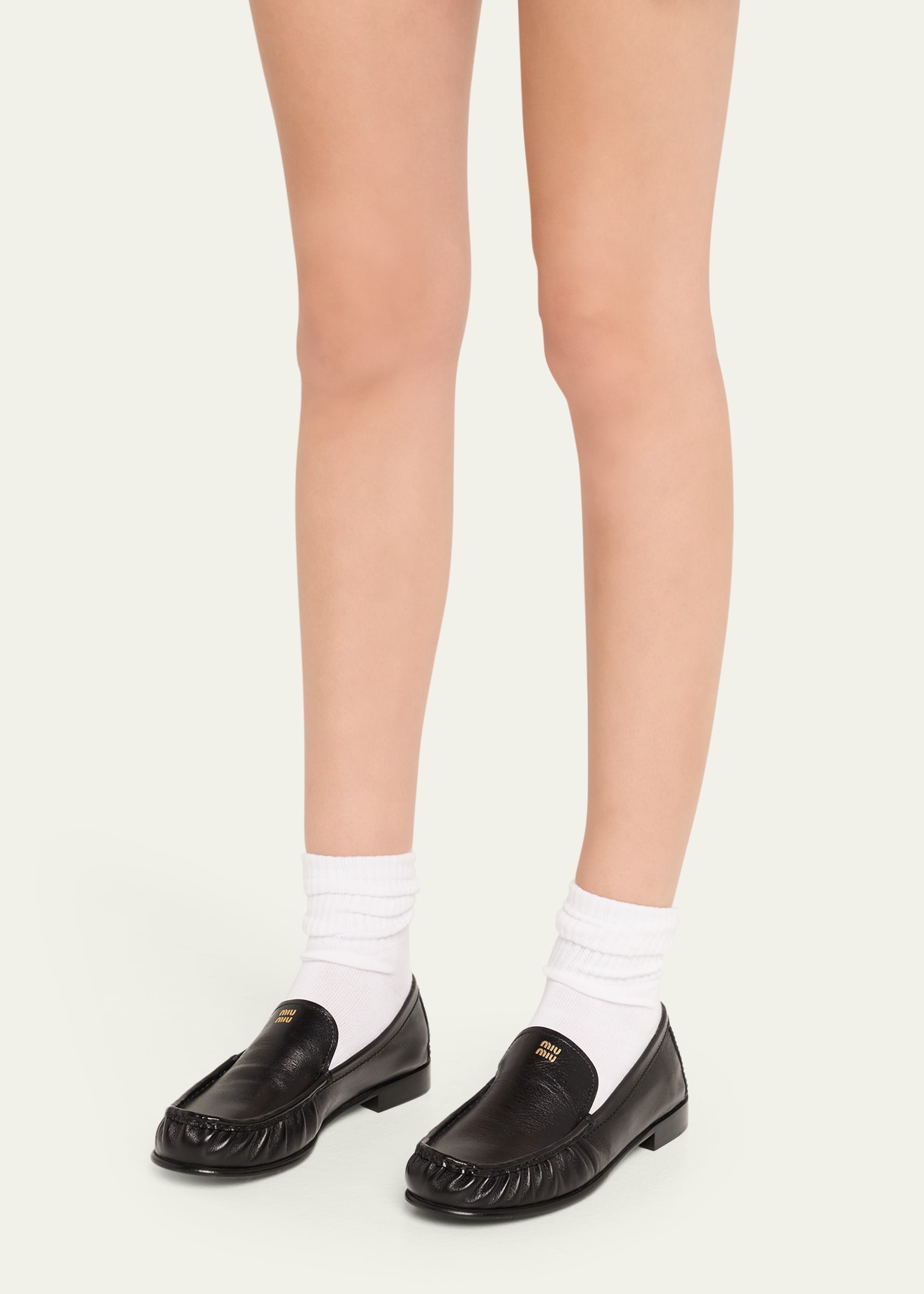 Miu Miu Ruched Leather Mocassin Loafers - Bergdorf Goodman